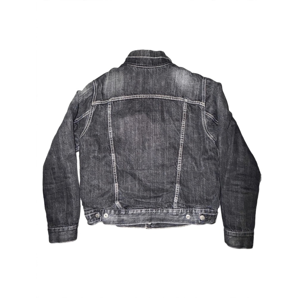 Levi Strauss Co Juniors Denim Trucker Jacket Faded Black White Stitch L 57531 - Picture 4 of 7